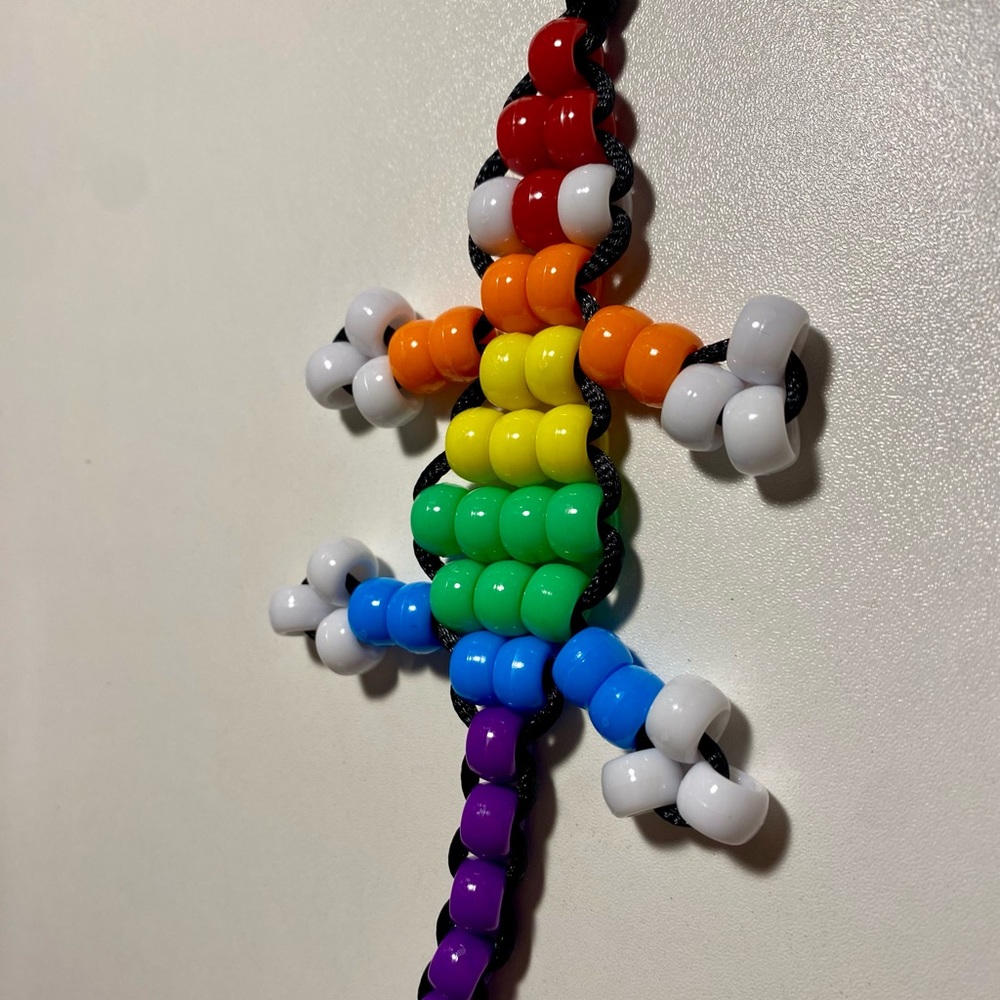 handmade LGBTQ rainbow pride gecko lizard bead keychain